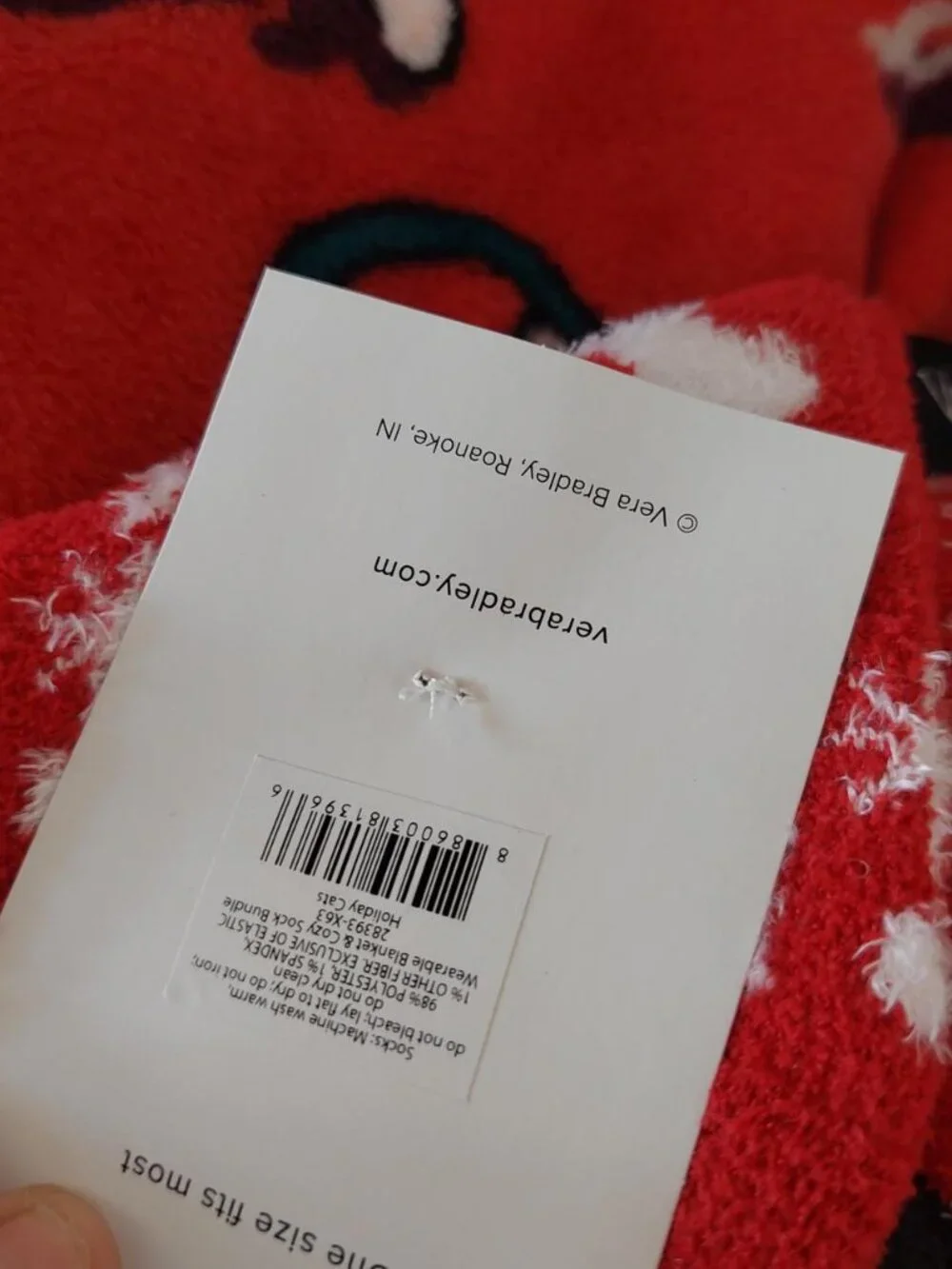 Vera Bradley cozy fleece blanket and sock bundle in the festive 
